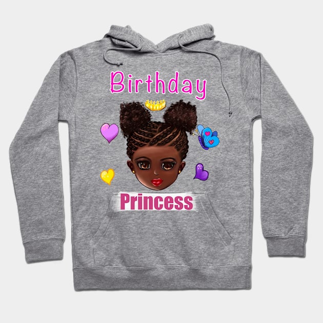 Birthday Princess Girls Birthday Party African American black girl Hoodie by Artonmytee